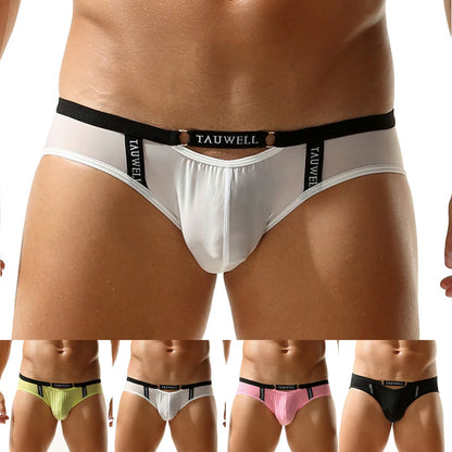 Men Soft Briefs Elastic Belt Hollow U Convex Pouch Underwear
