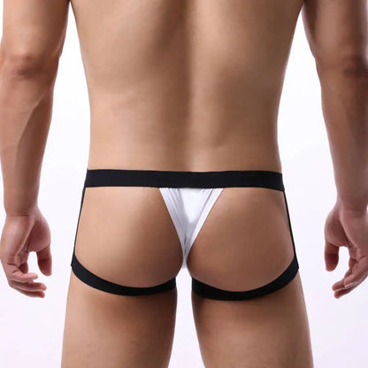 galleryman.com - Sexy Men Stockings Style Jockstrap Panties Underwear White