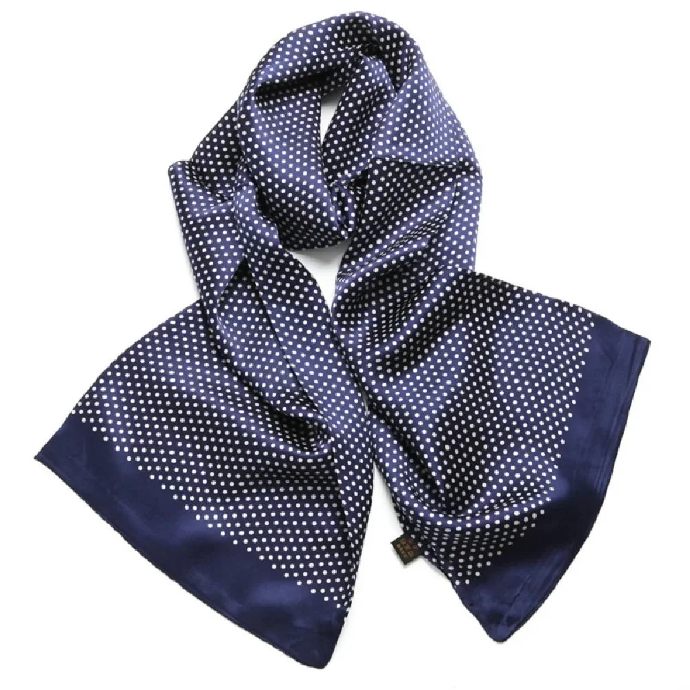 Men's 100% Mulberry Silk Scarf Polka Dot Double Layer Neckerchief Cravat