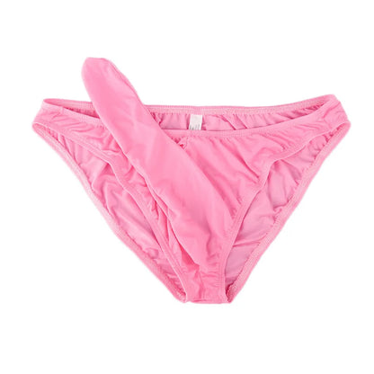 galleryman.com - Men Elephant Nose Sheath Sleeve Briefs Open & Close Styles Underwear Pink