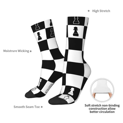 Men's Chess Printed Funny Socks Retro Style