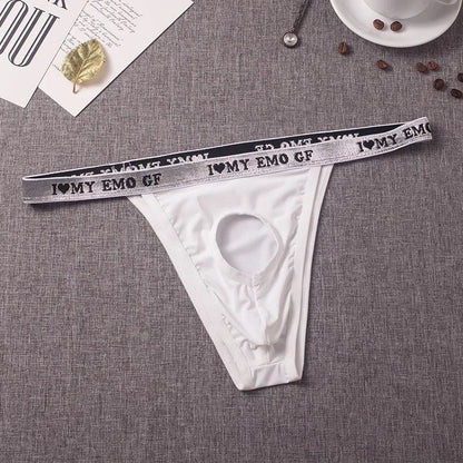 galleryman.com - Men's Briefs G-String Underwear with Banana Ring Hole White