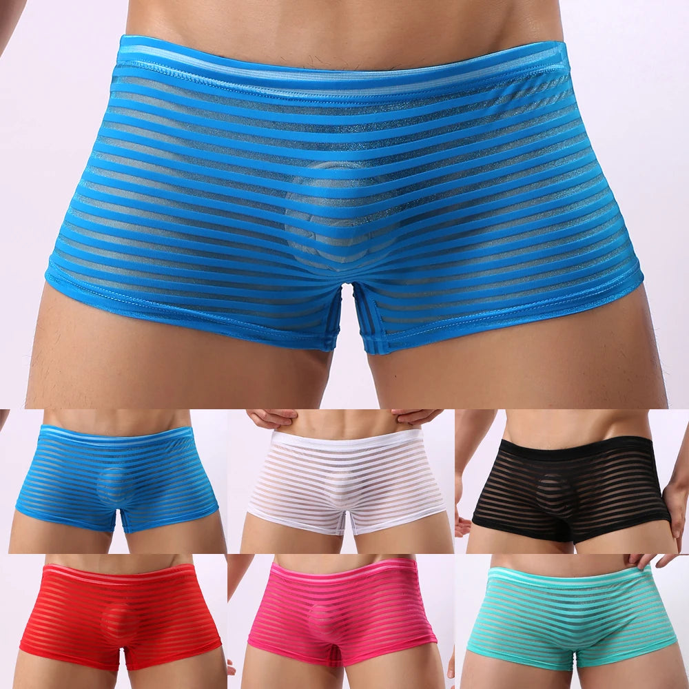 Men Boxer Briefs See Through Underwear