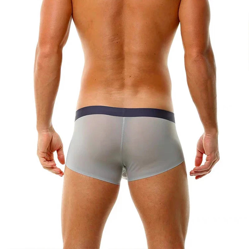 Men Ultra Thin Boxer Briefs Ice Silk U Bulge Pouch Underwear