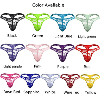Men Lace Sheer Thongs Panties Underwear
