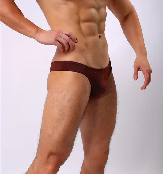 Men Ultra Thin Thong Briefs Low Waist Underwear