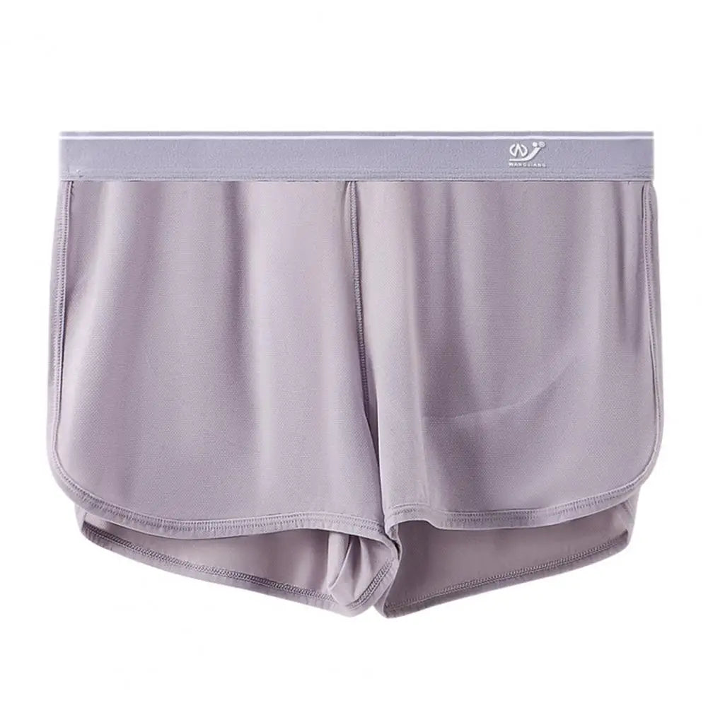 Men Ice Silk Wide Waistband Boxer Shorts Loose Fit Underpants