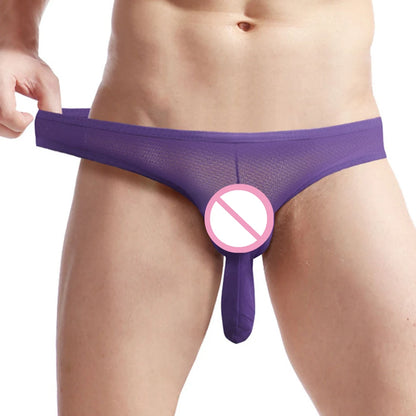 Men's Long Elephant Nose Pouch Elastic Briefs Underwear