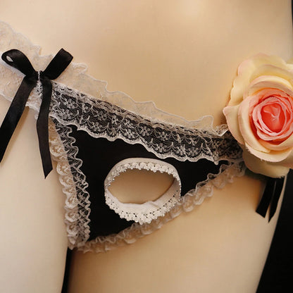 Galleryman.com - Men Women Sexy Panties Open Hole Front Back Underwear Black