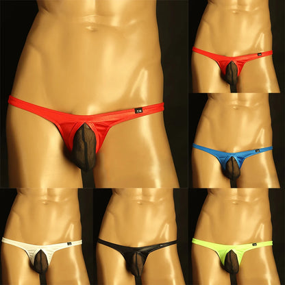 galleryman.com - Men Sexy Ice Silk Thong With Translucent Pouch Underwear