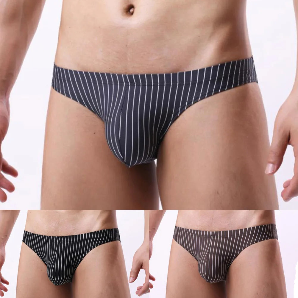 Men Elegant Stripe Pattern Briefs Underwear