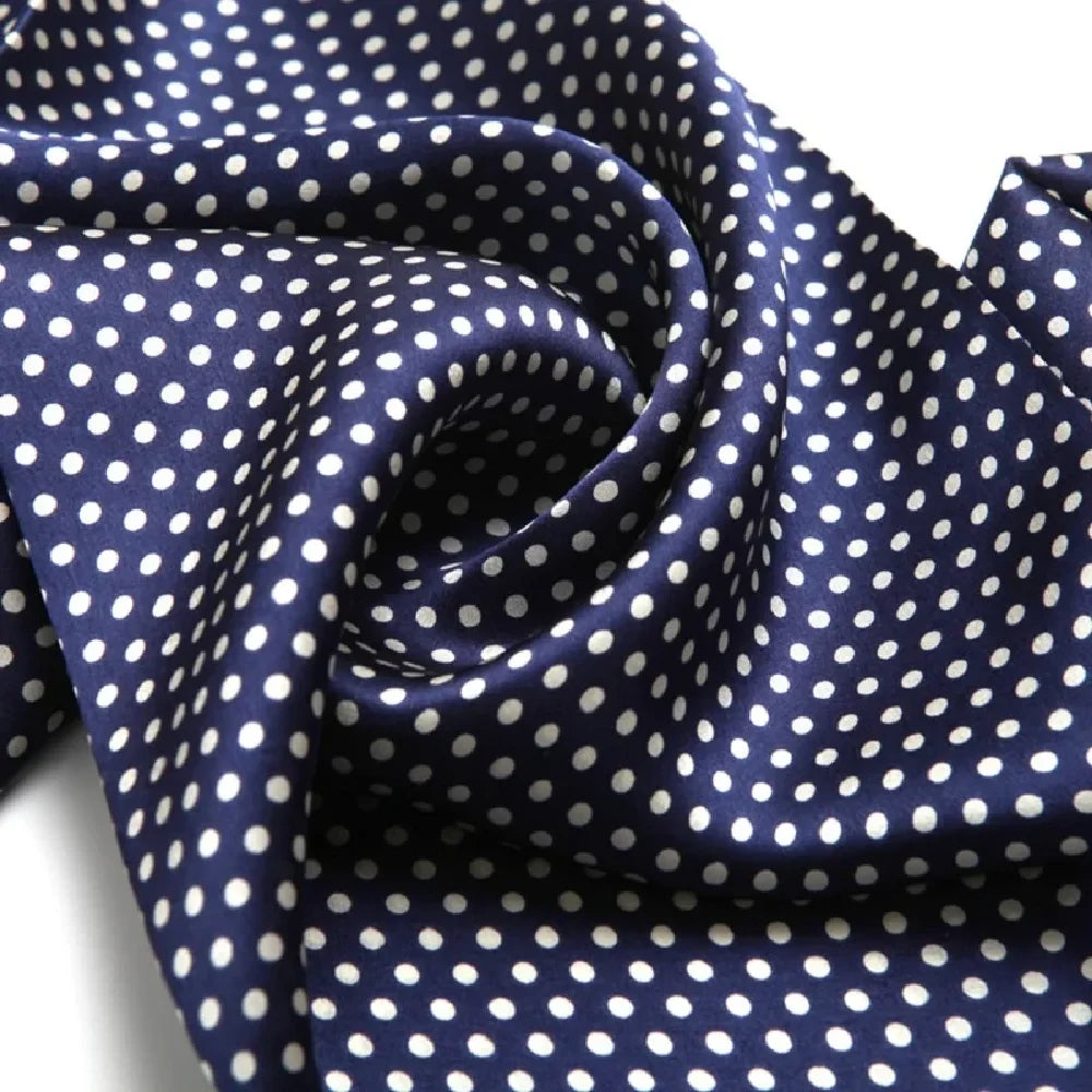 Men's 100% Mulberry Silk Scarf Polka Dot Double Layer Neckerchief Cravat