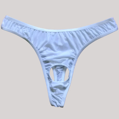 galleryman.com - Men Thong Hollow Out Front Open Hole Underwear White
