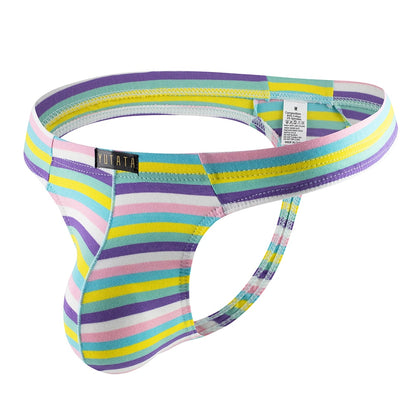 gallaryman.com - Men's Sexy Thong Striped Rainbow Underwear Blue