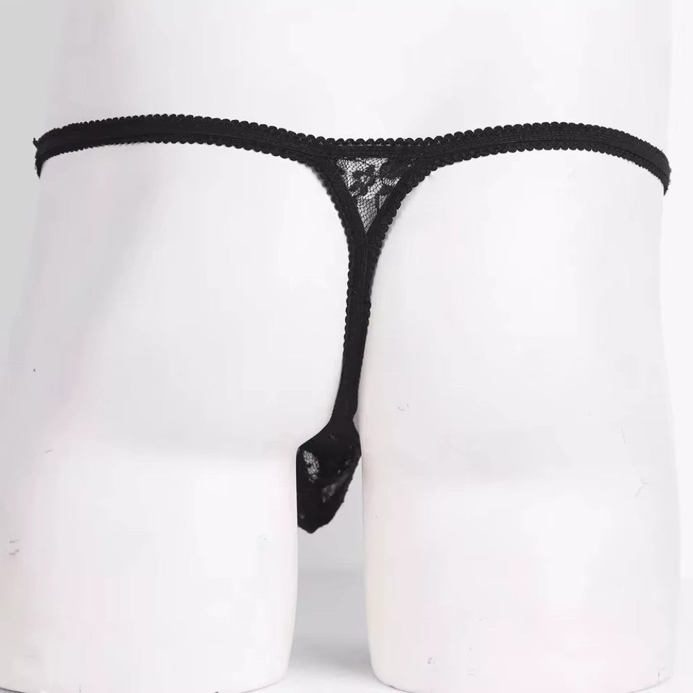 Men Sexy Lace Thong Large Pouch Panties Underwear