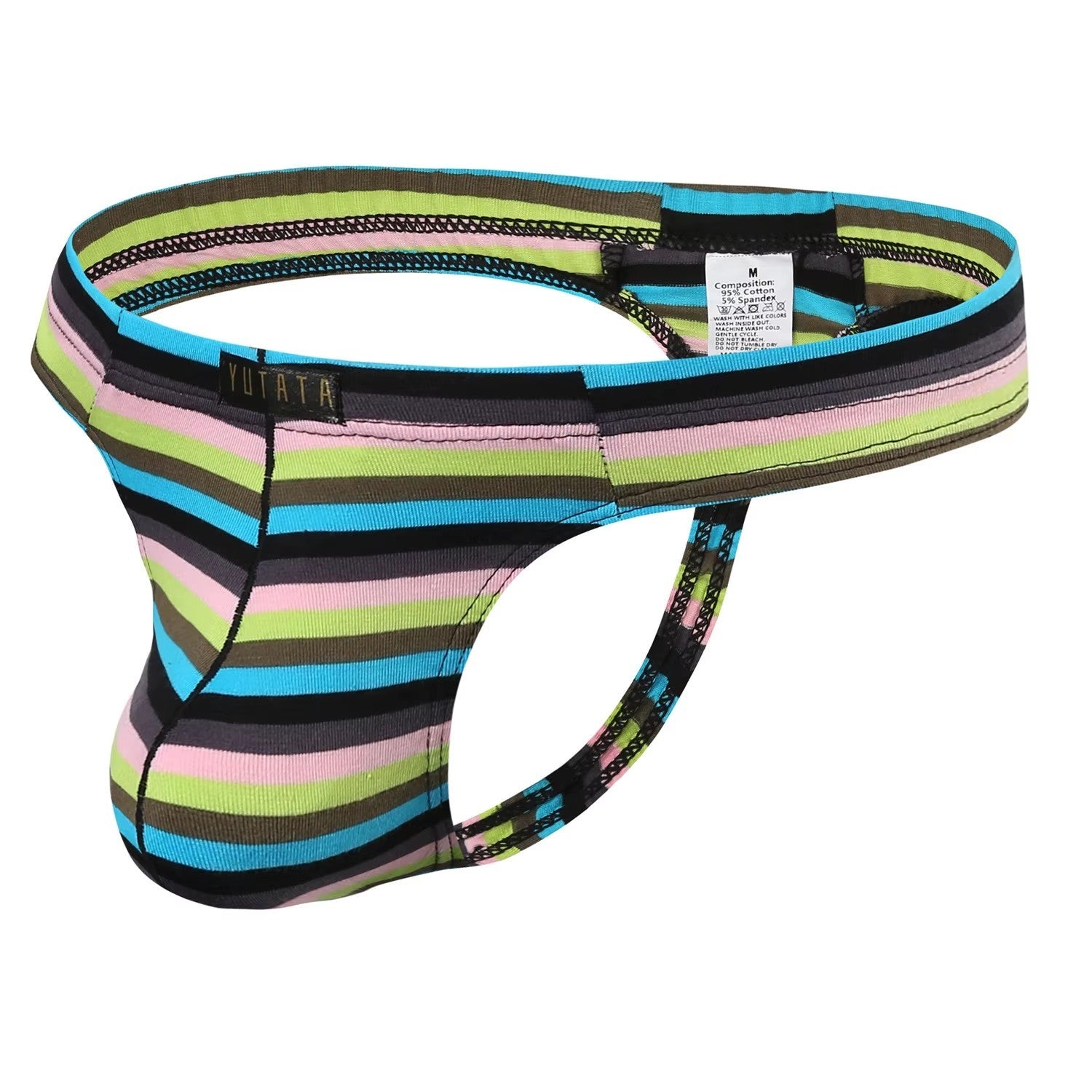 gallaryman.com - Men's Sexy Thong Striped Rainbow Underwear Black