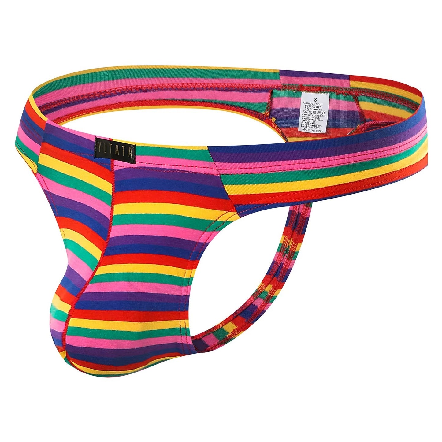 gallaryman.com - Men's Sexy Thong Striped Rainbow Underwear Purple