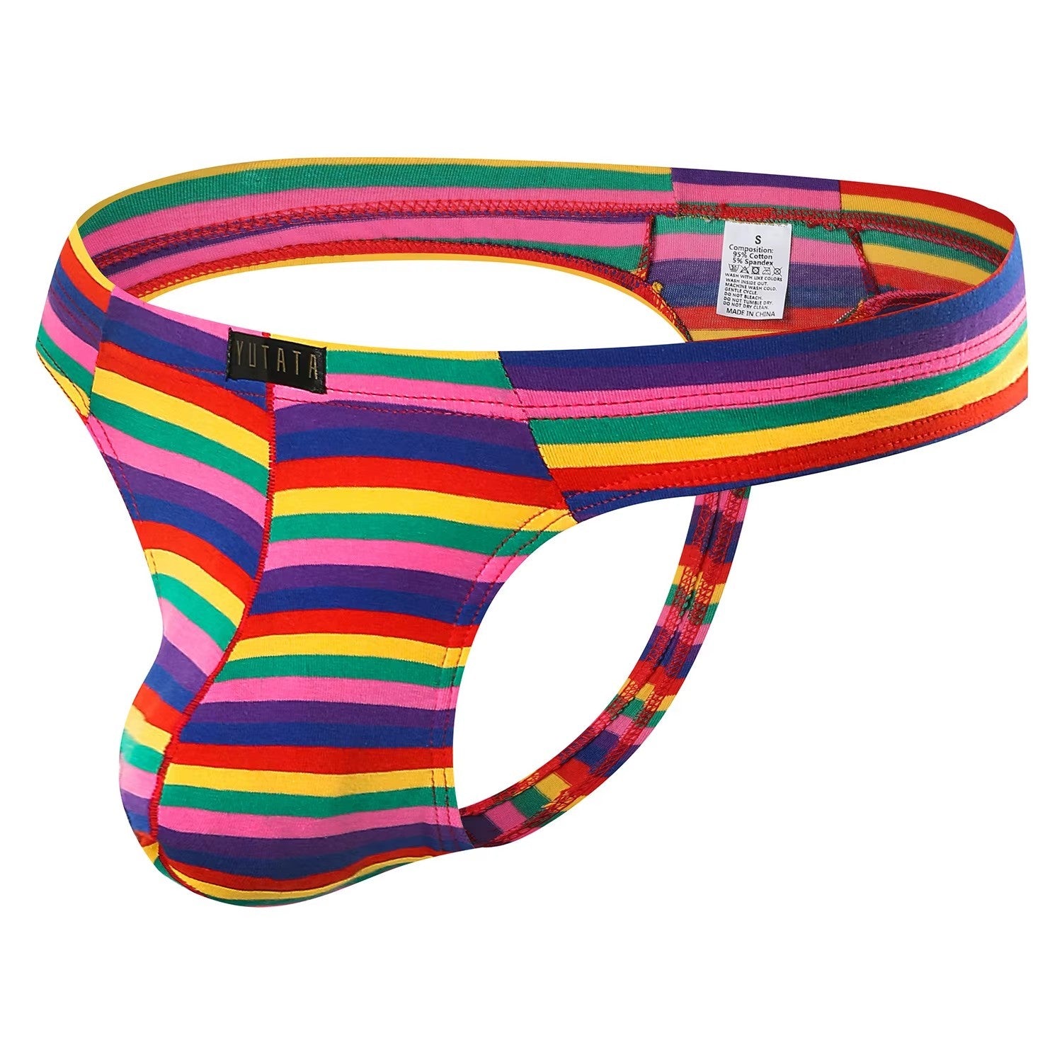 gallaryman.com - Men's Sexy Thong Striped Rainbow Underwear Purple