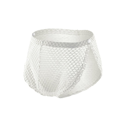 galleryman.com - Men Boxer Briefs Sheer Lingerie Fishnet Underwear White
