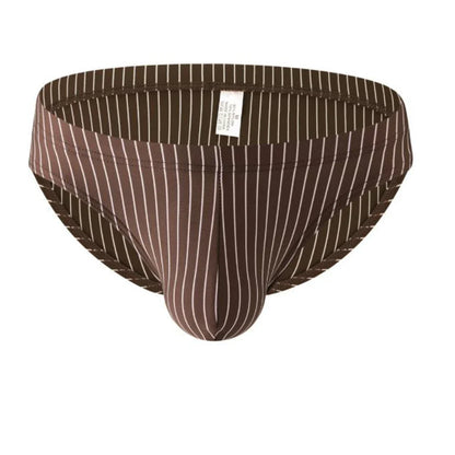 galleryman.com - Men Elegant Stripe Pattern Briefs Underwear Coffee