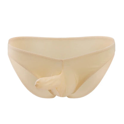 galleryman.com - Men Elephant Nose Briefs Ice Silk Translucent Underwear Beige