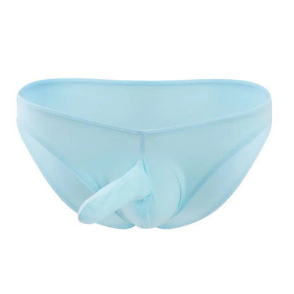 galleryman.com - Men Elephant Nose Briefs Ice Silk Translucent Underwear Light Blue