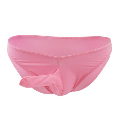 galleryman.com - Men Elephant Nose Briefs Ice Silk Translucent Underwear Pink