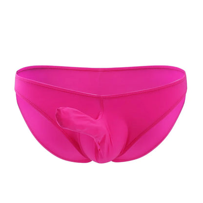 galleryman.com - Men Elephant Nose Briefs Ice Silk Translucent Underwear Rose Red