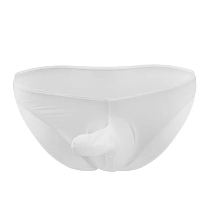 galleryman.com - Men Elephant Nose Briefs Ice Silk Translucent Underwear White