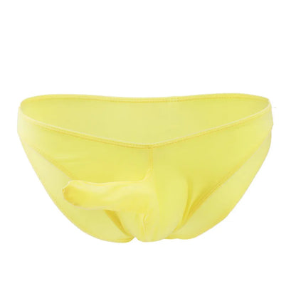 galleryman.com - Men Elephant Nose Briefs Ice Silk Translucent Underwear Yellow