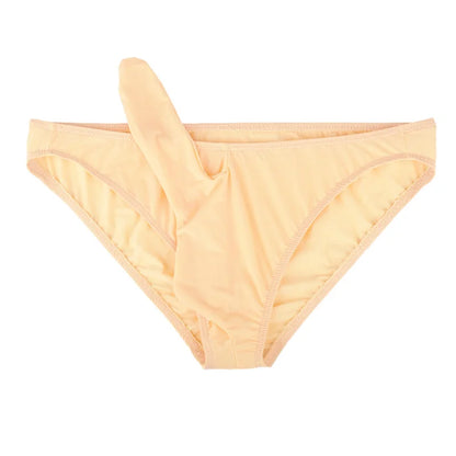 galleryman.com - Men Elephant Nose Sheath Sleeve Briefs Open & Close Styles Underwear Beige