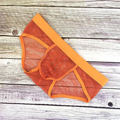 galleryman.com - Men Fishnet Briefs Breathable Underwear Orange