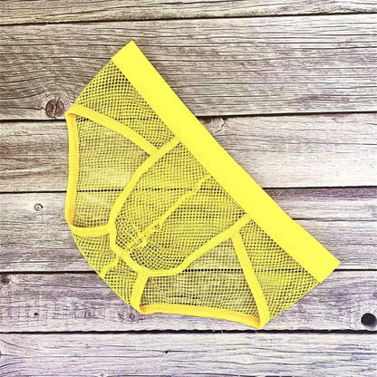 galleryman.com - Men Fishnet Briefs Breathable Underwear Yellow