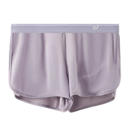 galleryman.com - Men Ice Silk Boxer Shorts Loose Fit Underpants Light Purple