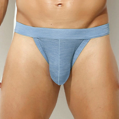 galleryman.com - Men Sexy Briefs Thong Striped Underwear Blue