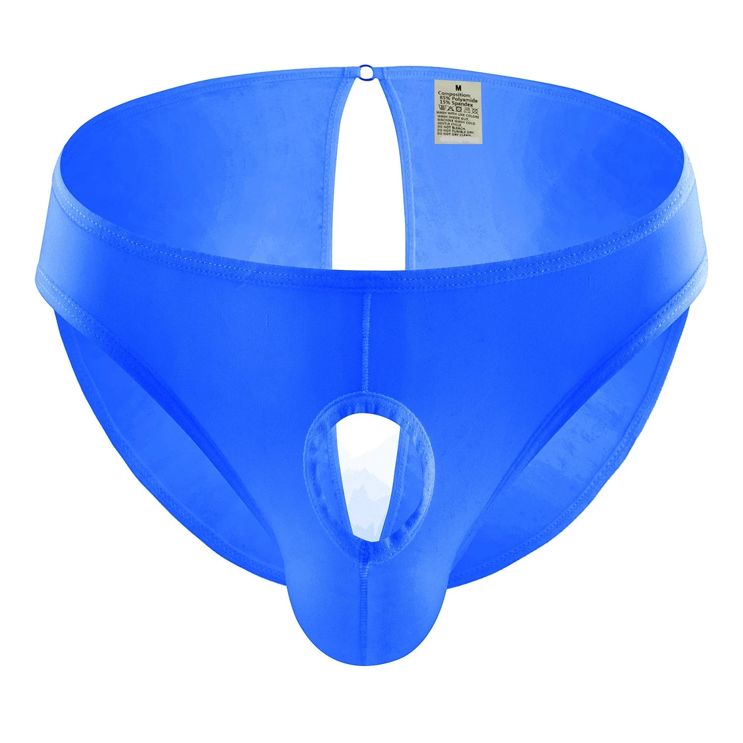 galleryman.com - Men Sexy Ice Silk Briefs Front Hole And Open Crotch Blue