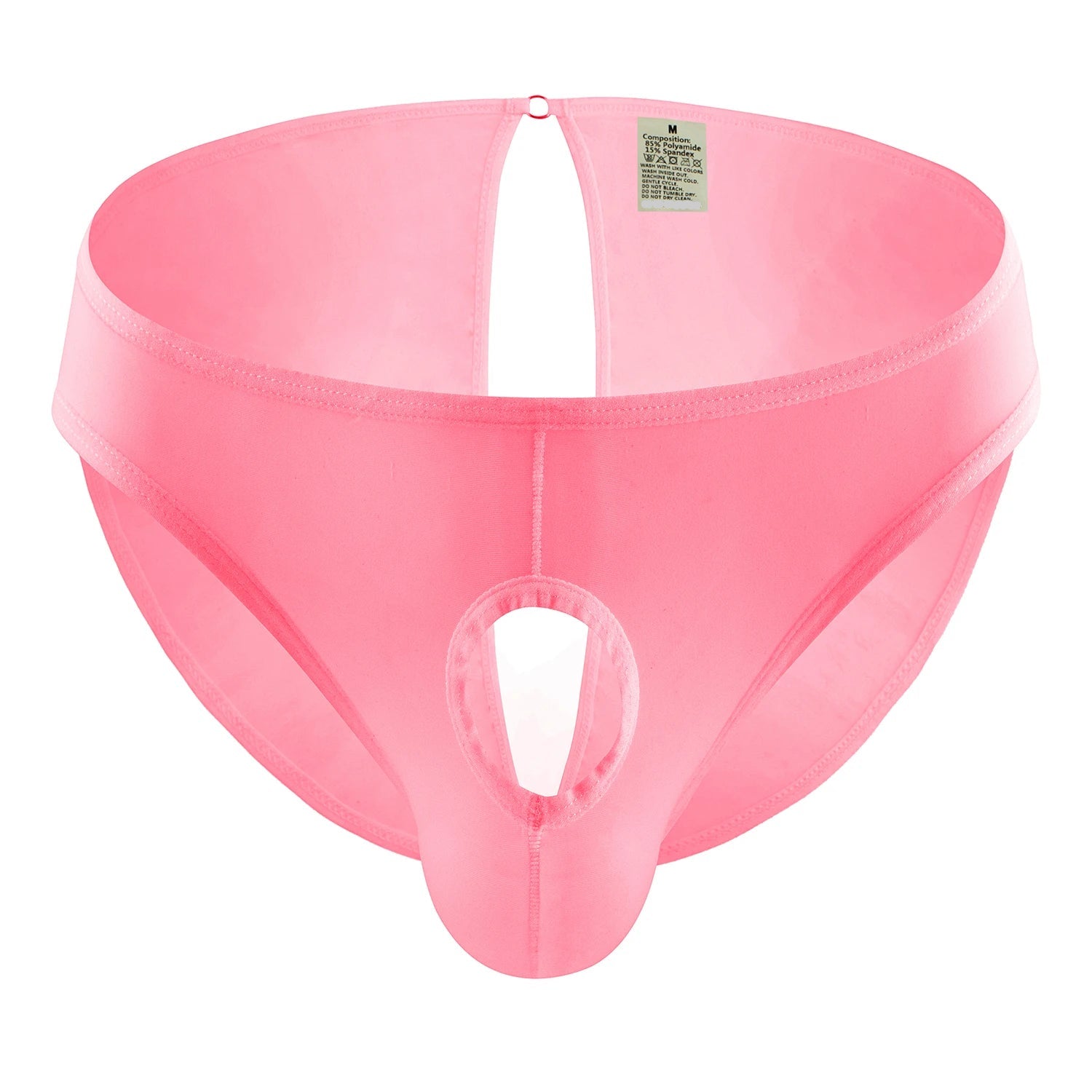 galleryman.com - Men Sexy Ice Silk Briefs Front Hole And Open Crotch Pink