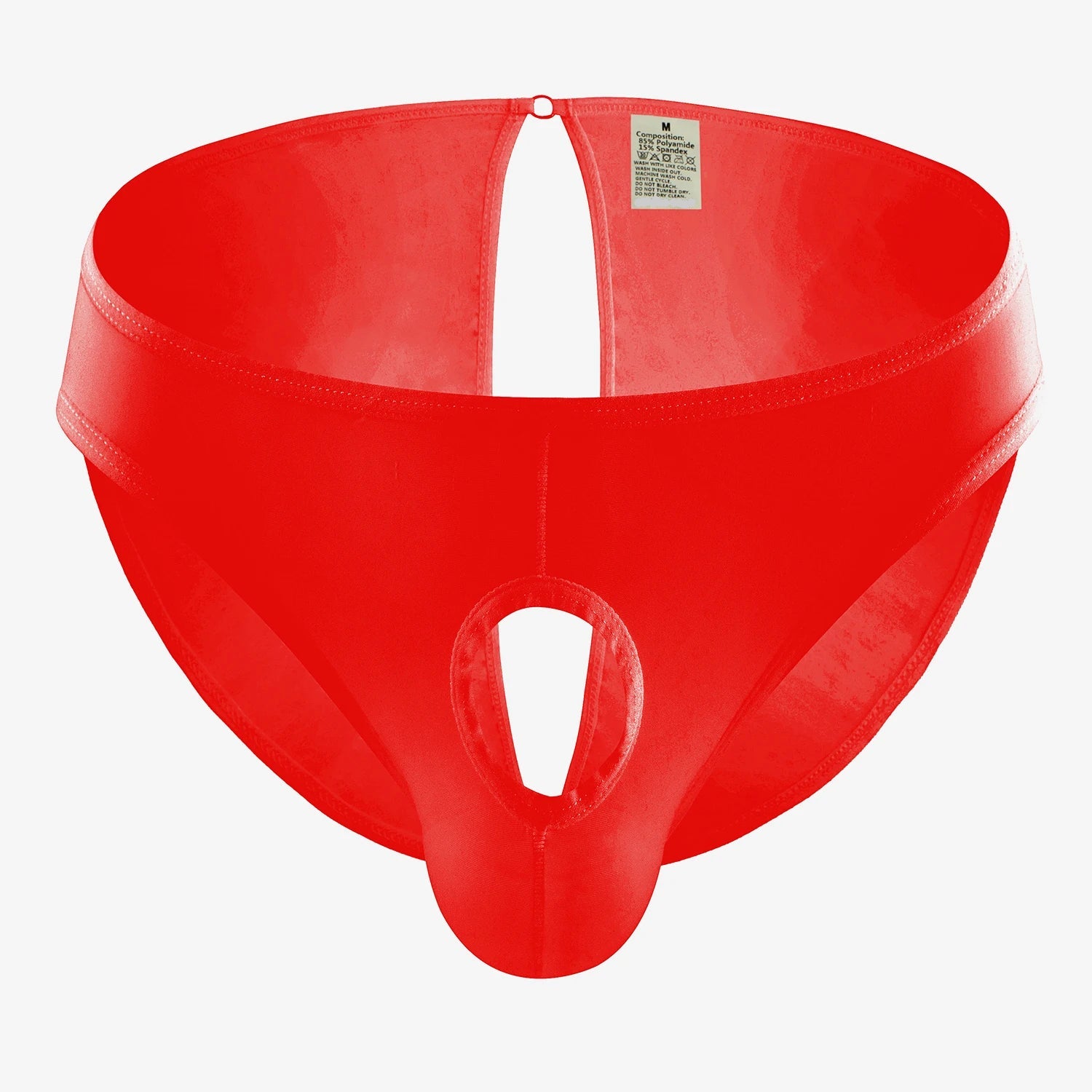 galleryman.com - Men Sexy Ice Silk Briefs Front Hole And Open Crotch Red