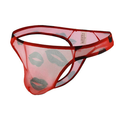 galleryman.com - Men Sexy Kisses Thongs Briefs Mesh Underwear Red