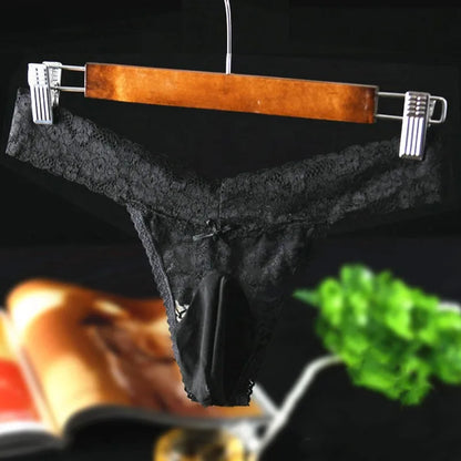 galleryman.com - Men Sexy Lace Thong Panties Lingerie Black