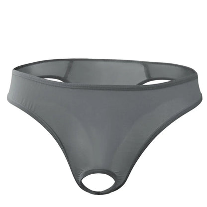 galleryman.com - Men Thong Hollow Out Front Open Hole Underwear Gray