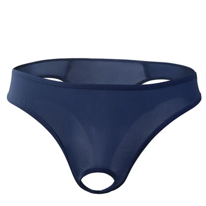 galleryman.com - Men Thong Hollow Out Front Open Hole Underwear Navy
