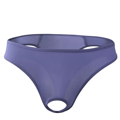galleryman.com - Men Thong Hollow Out Front Open Hole Underwear Purple