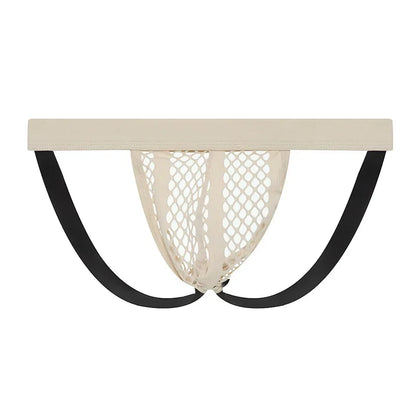 galleryman.com - Men Thong Jockstraps Stretch See Through Underwear Beige