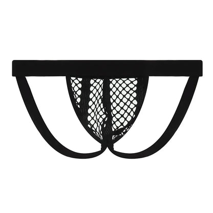 galleryman.com - Men Thong Jockstraps Stretch See Through Underwear Black