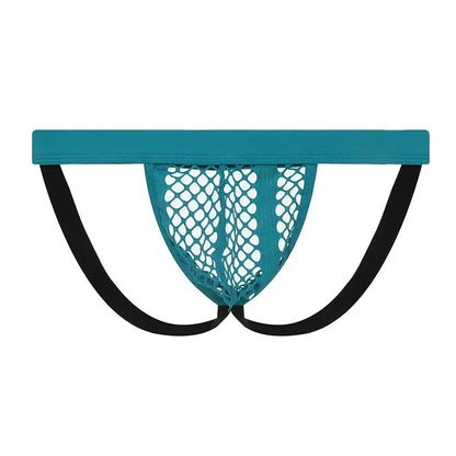 galleryman.com - Men Thong Jockstraps Stretch See Through Underwear Blue Lake