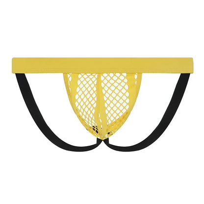 galleryman.com - Men Thong Jockstraps Stretch See Through Underwear Yellow