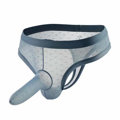 galleryman.com - Men Thongs Elephant Nose Transparent Underwear Light Blue