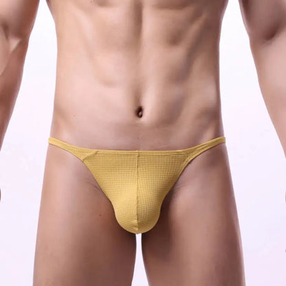 galleryman.com - Men Thongs T-Back Breathable Underwear Yellow