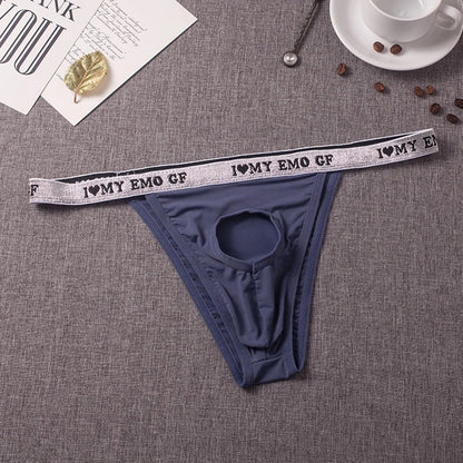 galleryman.com - Men's Briefs G-String Underwear with Banana Ring Hole Blue